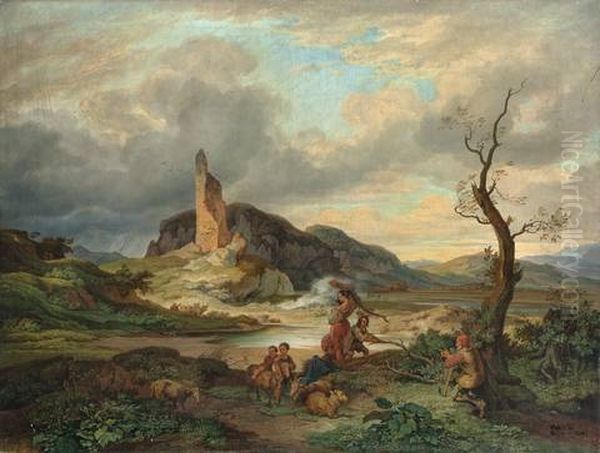 Torre Di Quinto Oil Painting by Friedrich Johann C.E. Preller the Elder