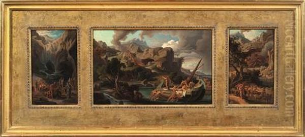 Drei Szenen Aus Der Odyssee Oil Painting by Friedrich Johann C.E. Preller the Elder