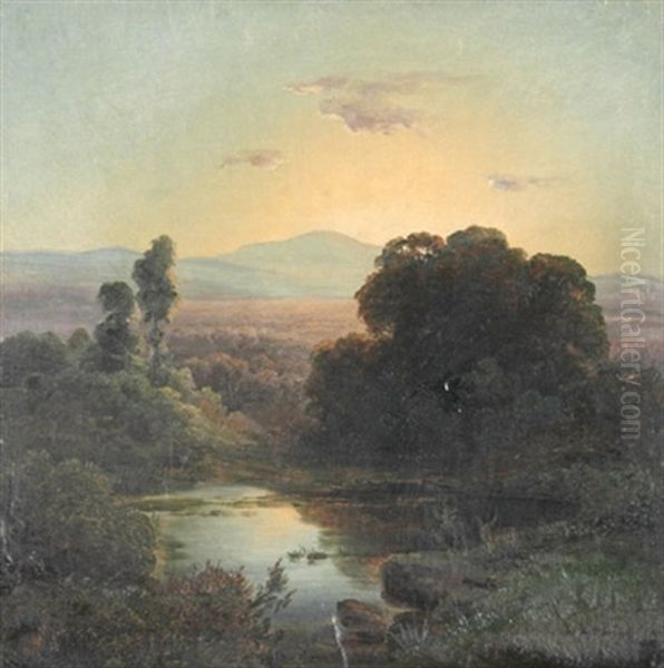 Hirsch Am Wasser In Den Pontinischen Sumpfen Bei Rom Oil Painting by Friedrich Johann C.E. Preller the Elder