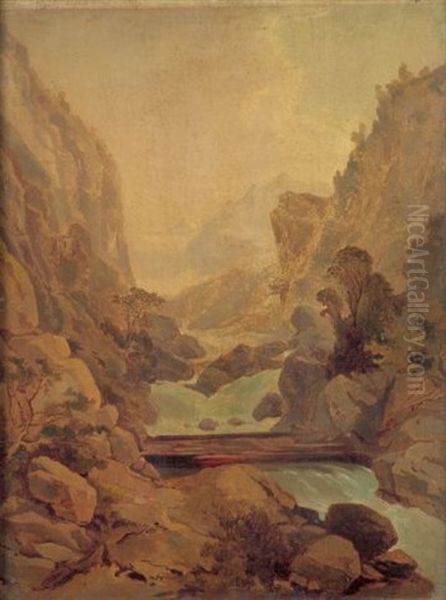 Gebirgsbach In Den Alpen Oil Painting by Friedrich Johann C.E. Preller the Elder