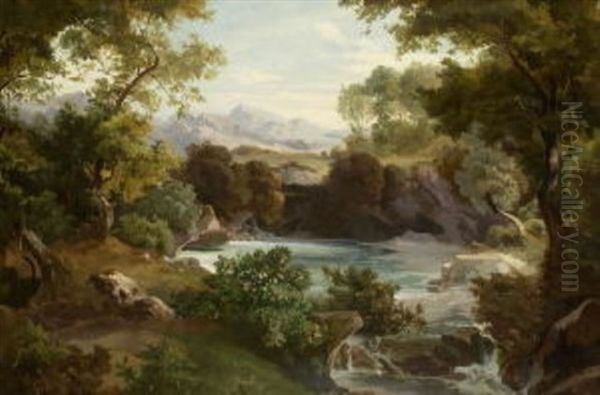 Gebirgslandschaft Oil Painting by Friedrich Johann C.E. Preller the Elder