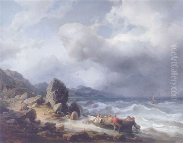 Sturm An Der Norwegischen Kuste Oil Painting by Friedrich Johann C.E. Preller the Elder