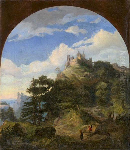 Blick Auf Die Wartburg Im Sonnenlicht Oil Painting by Friedrich Preller the Younger