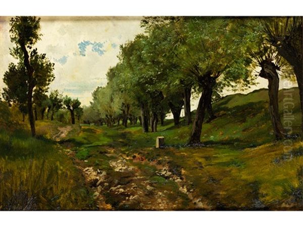 Sommerliche Allee Oil Painting by Friedrich Preller the Younger