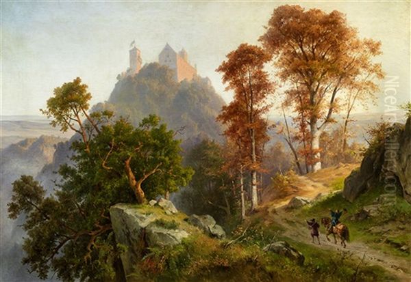 An Autumn Morning At Wartburg Castle Oil Painting by Friedrich Preller the Younger