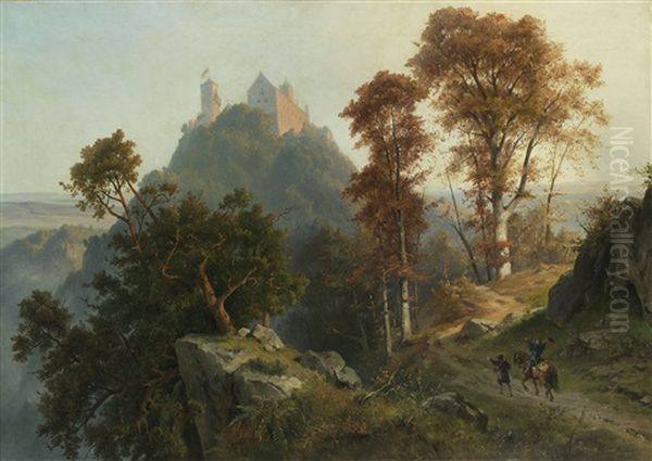 Herbstmorgen An Der Wartburg Oil Painting by Friedrich Preller the Younger