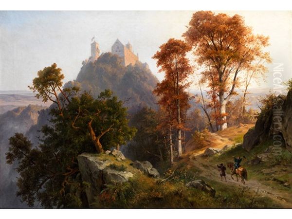 Herbstmorgen An Der Wartburg Oil Painting by Friedrich Preller the Younger