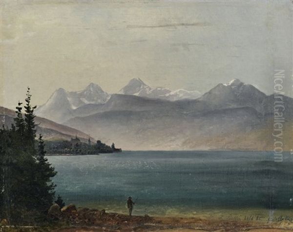 Blick Auf Den Thunersee Mit Interlaken Und Eiger, Monch Und Jungfrau Oil Painting by Friedrich Preller the Younger