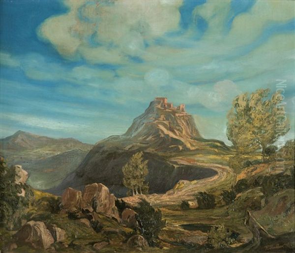 Blick Auf Die Ruine Der Burg Canossa Oil Painting by Friedrich Preller the Younger