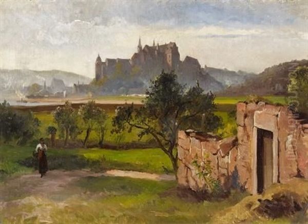 Blick Uber Die Elbauen Auf Die Albrechtsburg Von Meissen. Studie Oil Painting by Friedrich Preller the Younger