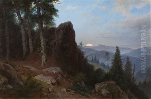 Aufgehender Mond Im Gebirge Oil Painting by Friedrich Preller the Younger