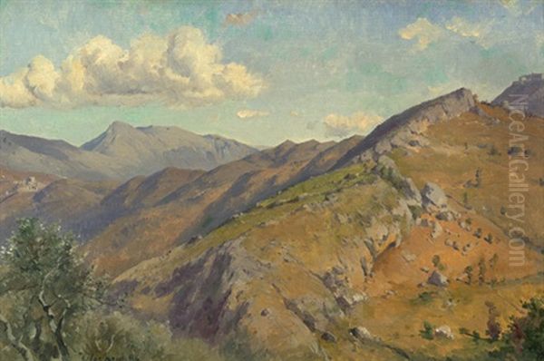 Berglandschaft Zwischen Civitella Und Roiate Mit Blick Auf Den Monte Serrone by Friedrich Preller the Younger