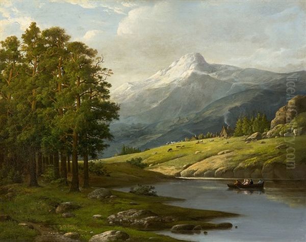 Alpine Idyll Oil Painting by Friedrich Preller the Younger