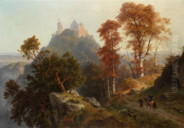 Wartburg, Herbstmorgen Oil Painting by Friedrich Preller the Younger