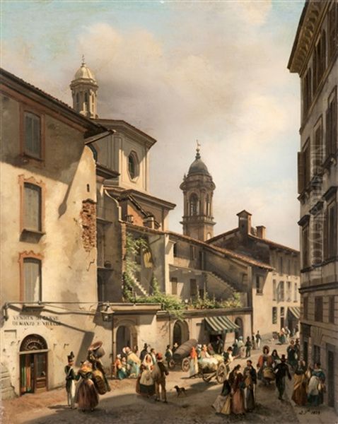 Contrada Del Broglio Oil Painting by Luigi Premazzi