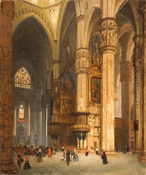 Interno Del Duomo Oil Painting by Luigi Premazzi