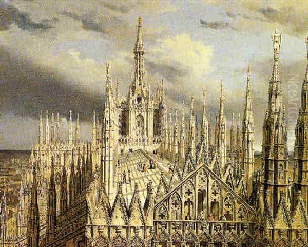 Duomo Di Milano Oil Painting by Luigi Premazzi