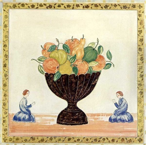 Fruit In A Silver Bowl Oil Painting by Charles E. Prendergast