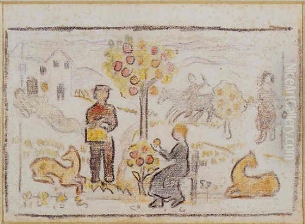 Autumn Apple Picking by Charles E. Prendergast