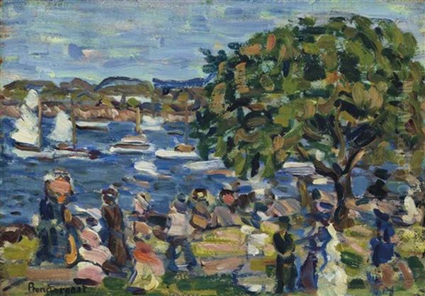 Buck's Harbor Oil Painting by Maurice Prendergast