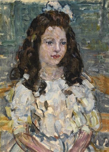 Head Of A Girl Oil Painting by Maurice Prendergast