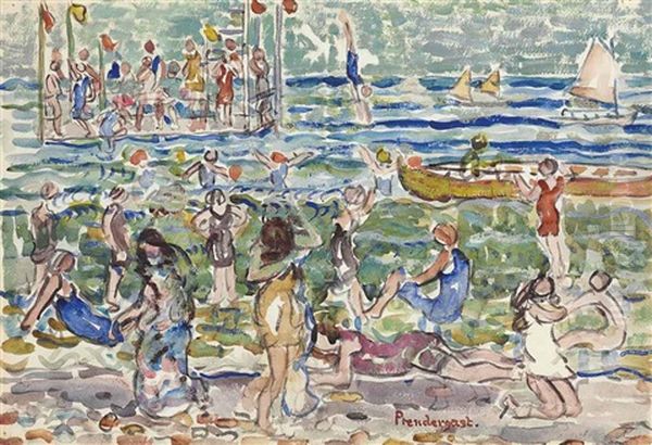 Diving Raft Oil Painting by Maurice Prendergast