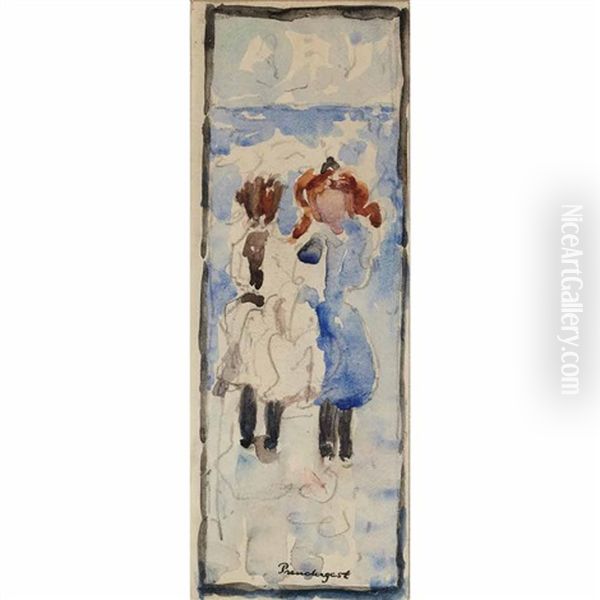 Two Children Oil Painting by Maurice Prendergast