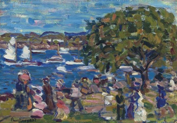 Buck's Harbor Oil Painting by Maurice Prendergast