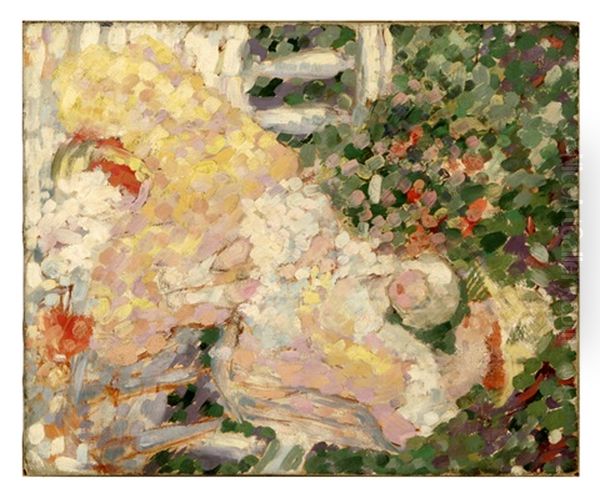 Mother And Child In A Garden Oil Painting by Maurice Prendergast