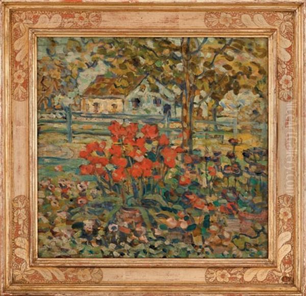 An Old Fashioned Garden Oil Painting by Maurice Prendergast