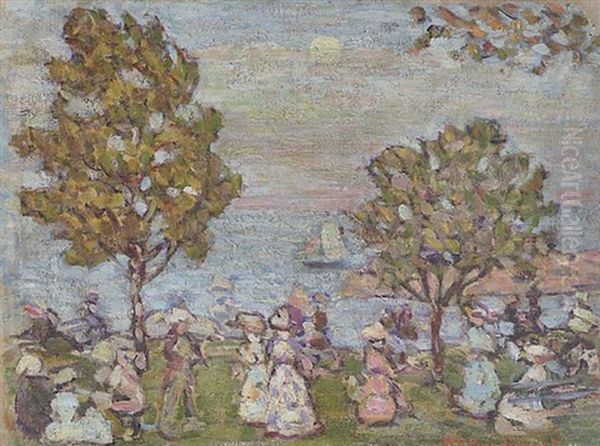 Late Afternoon (moonlight At Marblehead) Oil Painting by Maurice Prendergast