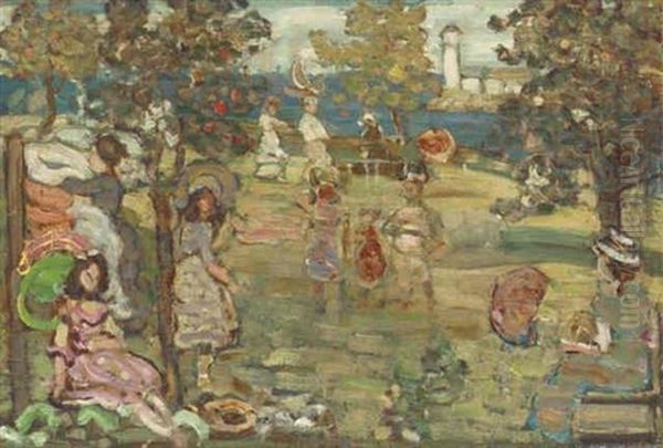 Summer Day - The Lighthouse Oil Painting by Maurice Prendergast