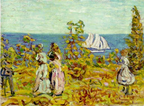 Viewing The Sailboats Oil Painting by Maurice Prendergast