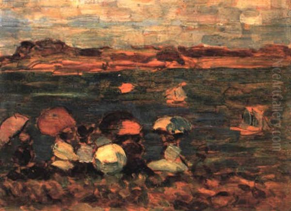 Beach Scene, San Malo Oil Painting by Maurice Prendergast