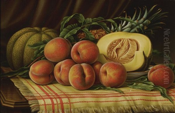 Melons, Peaches And Pineapple Oil Painting by Levi Wells Prentice