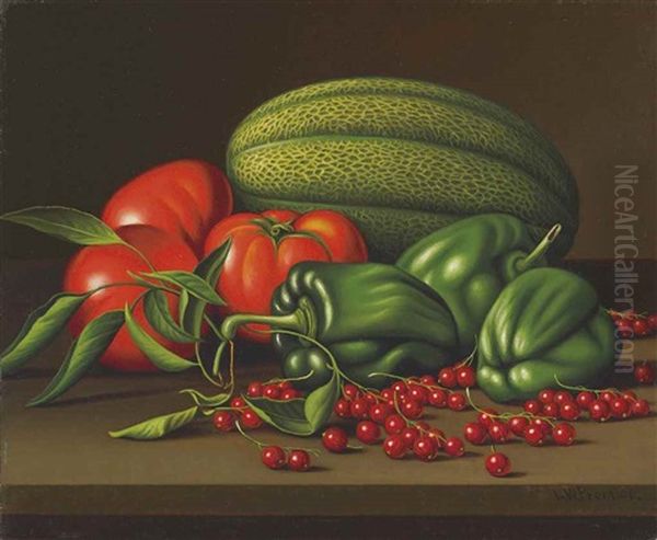 Tomatoes, Melon, Peppers And Red Currants Oil Painting by Levi Wells Prentice