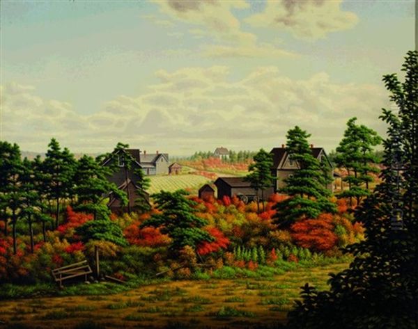 The Farm In Autumn Oil Painting by Levi Wells Prentice