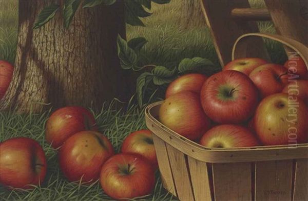 Still Life With Apples, Ladder And Tree Oil Painting by Levi Wells Prentice