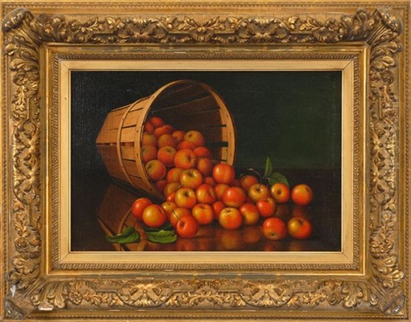 Apples Spilling Out Of A Basket Oil Painting by Levi Wells Prentice