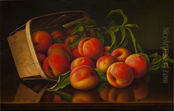 Peaches And Basket Oil Painting by Levi Wells Prentice