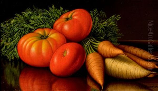 Still Life With Tomatoes And Carrots Oil Painting by Levi Wells Prentice