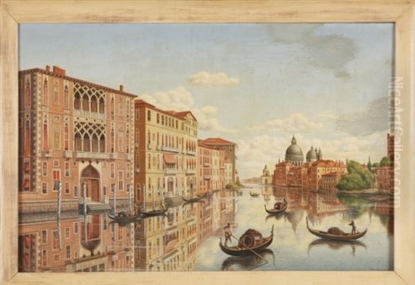 Venetian Canal Scene Oil Painting by Levi Wells Prentice