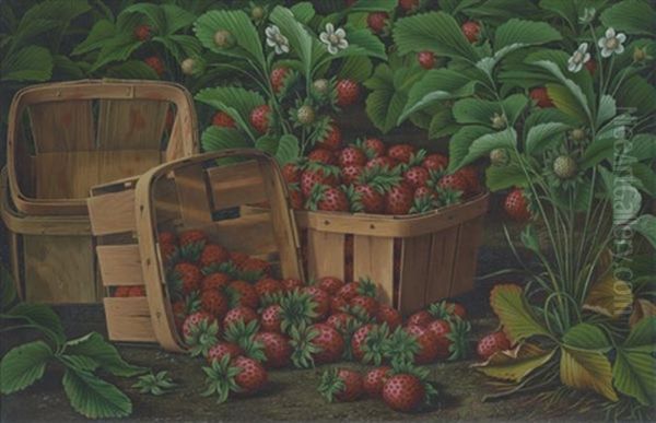 Baskets Of Strawberries Oil Painting by Levi Wells Prentice