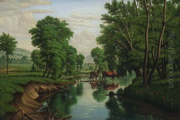 Onondaga Creek Above Syracuse, New York Oil Painting by Levi Wells Prentice