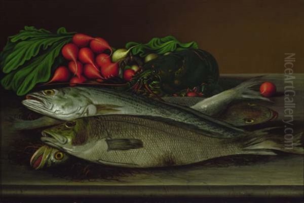 Fish, Lobster And Radishes by Levi Wells Prentice