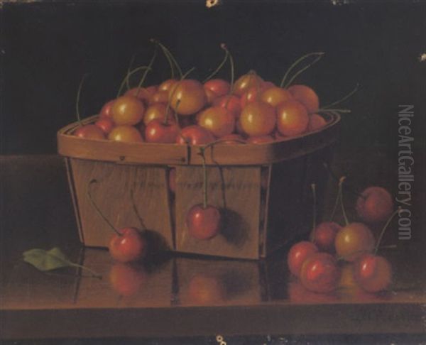 Cherries In A Basket Oil Painting by Levi Wells Prentice