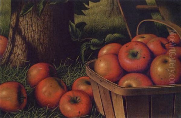 Still Life With Apples, Ladder And Tree Oil Painting by Levi Wells Prentice