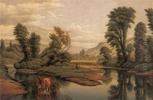 Pastoral Landscape Oil Painting by Levi Wells Prentice