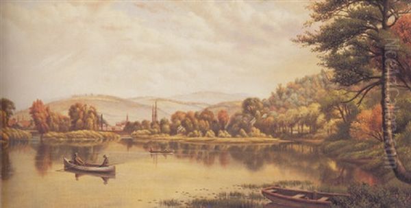 Boating In Autumn Oil Painting by Levi Wells Prentice