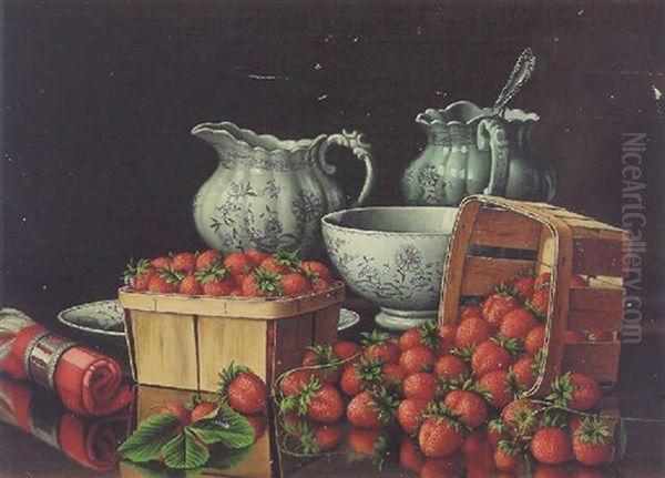 Baskets Of Strawberries Oil Painting by Levi Wells Prentice